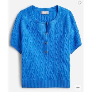 {J. Crew} Cashmere cable-knit henley T-shirt in Sail Blue - NWOT